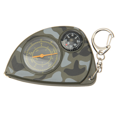 2-in-1 Portable Map Distance Measuring Measurer + Compass with Key Chain for Outdoor Camping Hiking Camouflage color